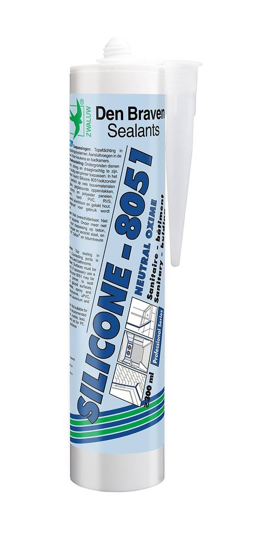Mastic silicone neutre batiment et sanitaire Translucide 8051 (300 ml) | SI80411301ZW25 - Den Braven
