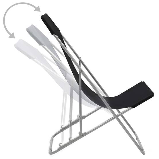 ComfortXL - Lot de 2 Chaises de Plage Pliantes en Acier Tissu Oxford Inclinables pour Jardin et Camping Noir – ComfortXL Outdoor Living - Image 5