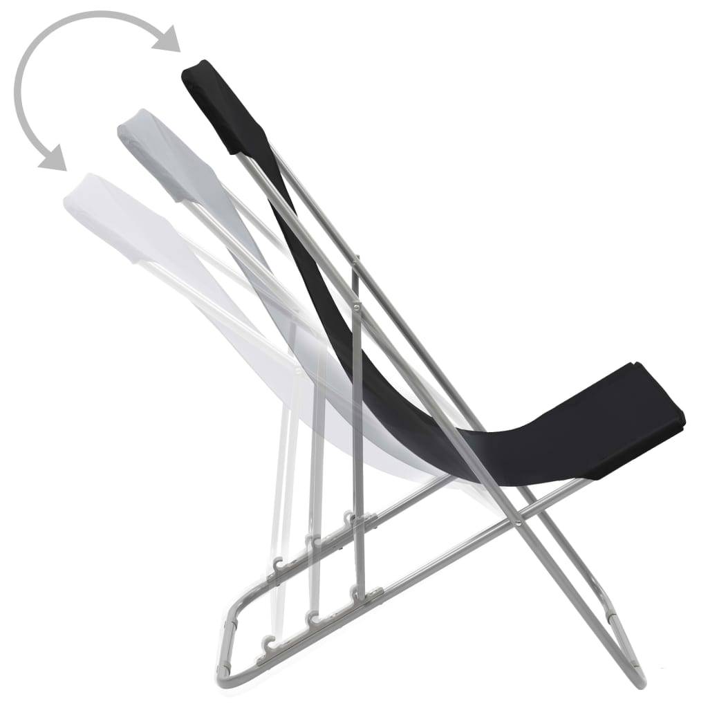 ComfortXL - Lot de 2 Chaises de Plage Pliantes en Acier Tissu Oxford Inclinables pour Jardin et Camping Noir – ComfortXL Outdoor Living - Image 5