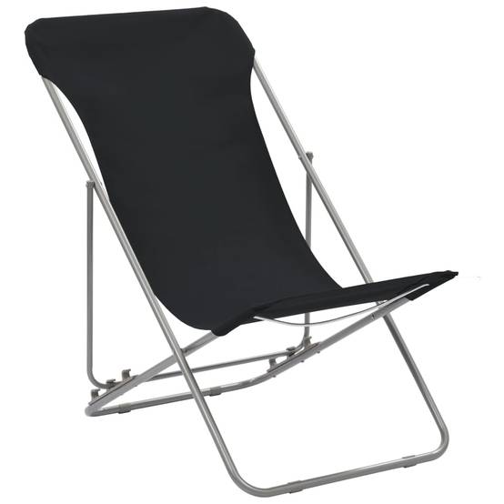 ComfortXL - Lot de 2 Chaises de Plage Pliantes en Acier Tissu Oxford Inclinables pour Jardin et Camping Noir – ComfortXL Outdoor Living - Image 2
