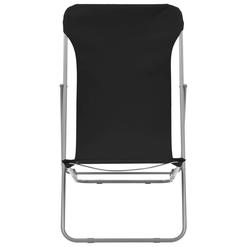 ComfortXL - Lot de 2 Chaises de Plage Pliantes en Acier Tissu Oxford Inclinables pour Jardin et Camping Noir – ComfortXL Outdoor Living - Image 3
