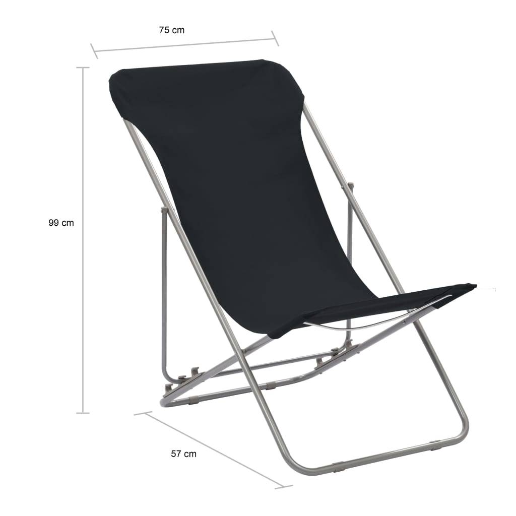 ComfortXL - Lot de 2 Chaises de Plage Pliantes en Acier Tissu Oxford Inclinables pour Jardin et Camping Noir – ComfortXL Outdoor Living - Image 10
