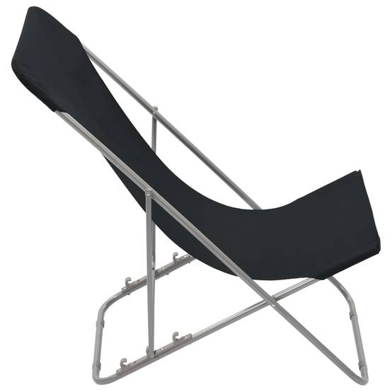 ComfortXL - Lot de 2 Chaises de Plage Pliantes en Acier Tissu Oxford Inclinables pour Jardin et Camping Noir – ComfortXL Outdoor Living - Image 4