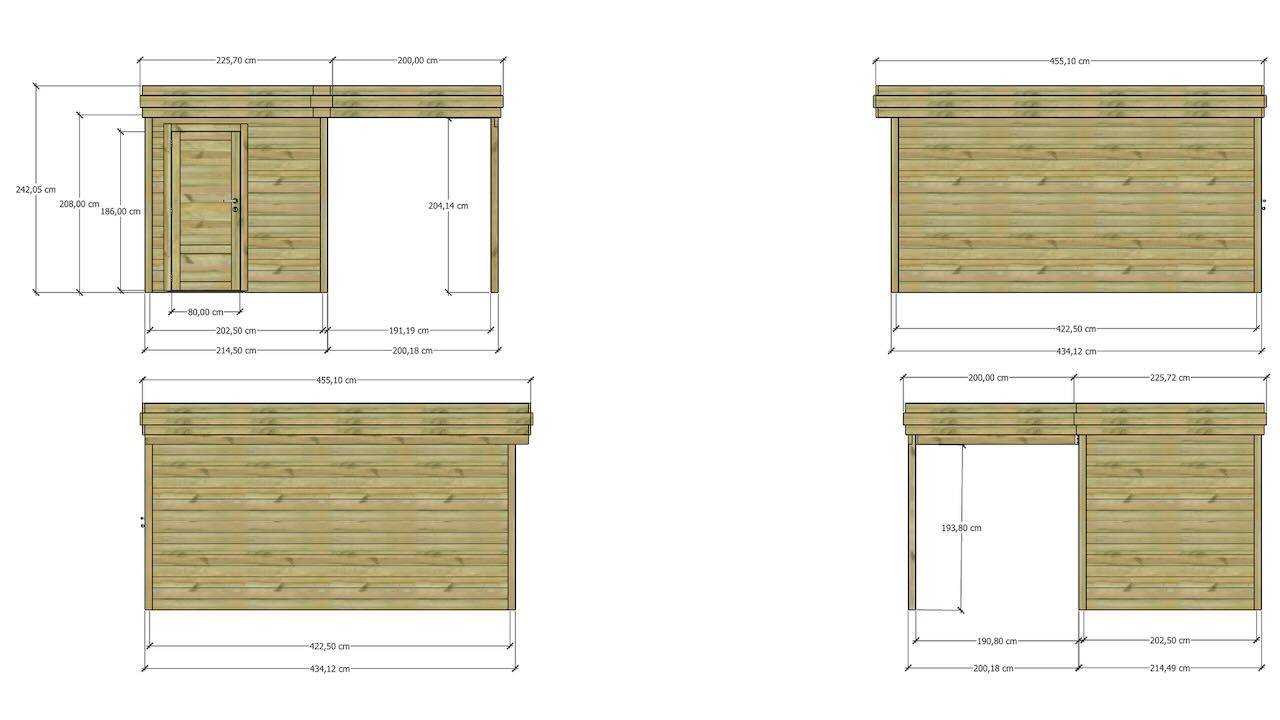 ABRI DE JARDIN bois  autoclave 27mm - 4,14x4,34m / 18m2 - Bac acier - Abri Français - Image 4