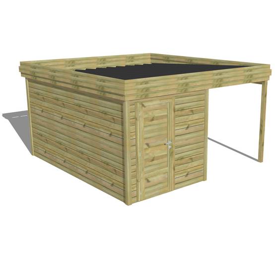 ABRI DE JARDIN bois autoclave 27mm - 4,14x4,34m / 18m2 - Bac acier - Abri Français - Image 1