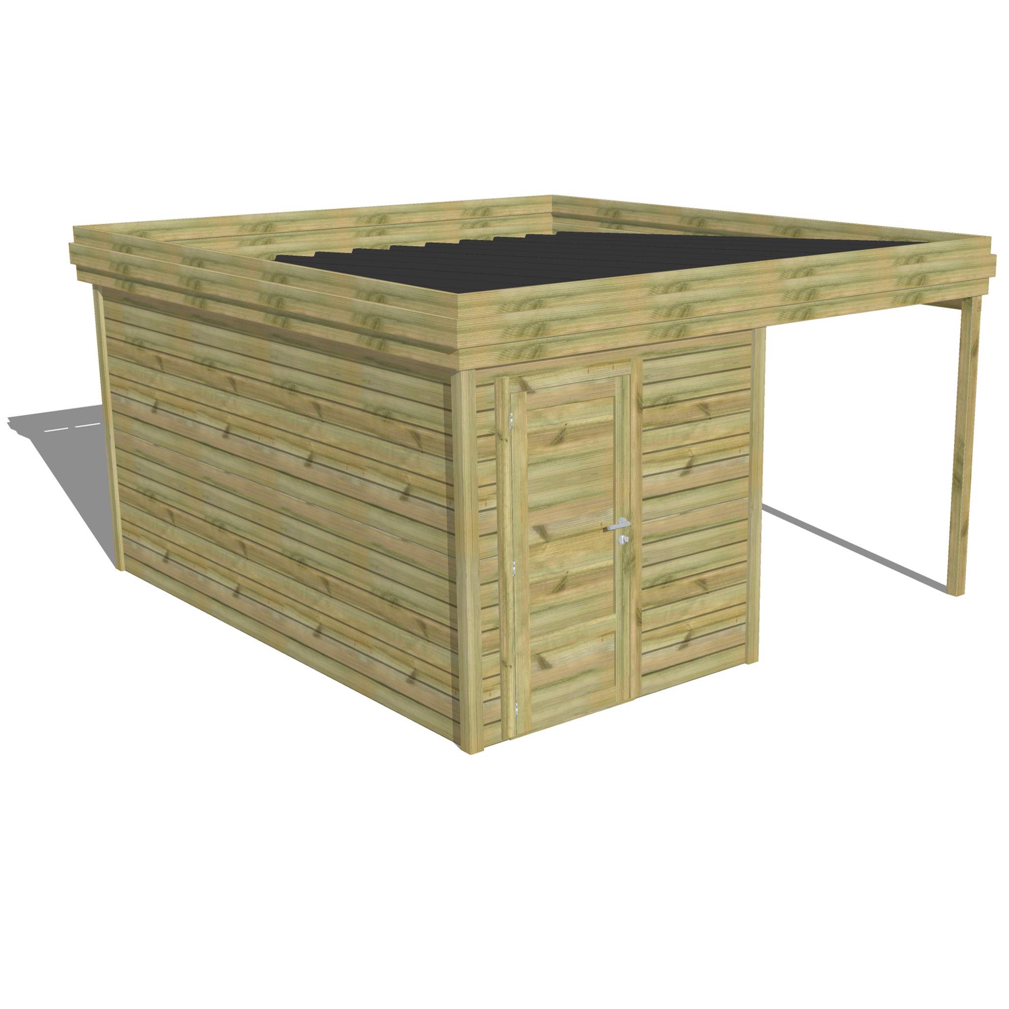 ABRI DE JARDIN bois  autoclave 27mm - 4,14x4,34m / 18m2 - Bac acier - Abri Français - Image 1