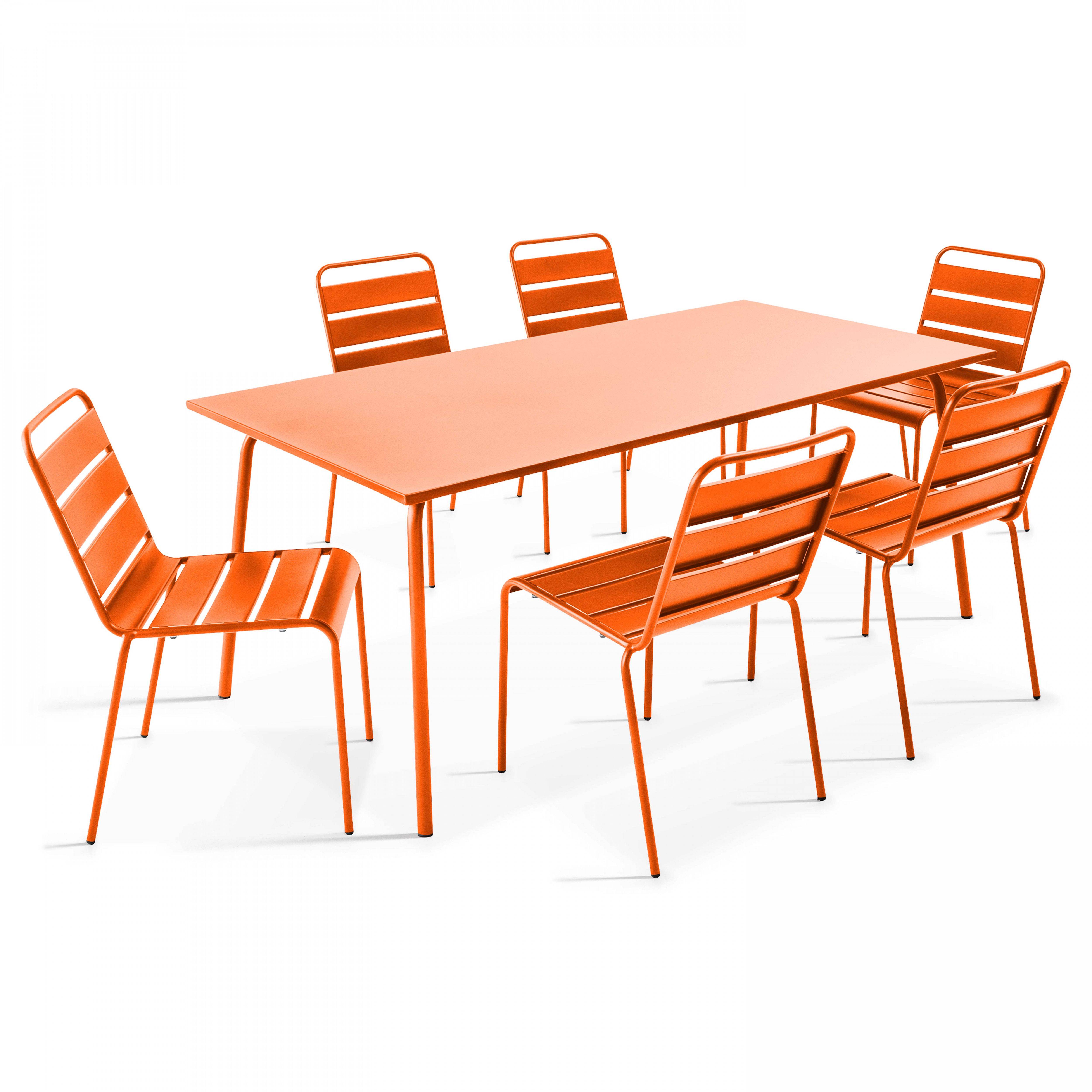 Oviala - Ensemble table de jardin et 6 chaises en métal orange Palavas - Oviala - Image 1