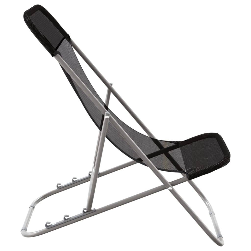 Maison Chic - Chaises plage pliantes - Bain de soleil - Transat lot de 2 textilène acier enduit poudre HL330 - Image 5