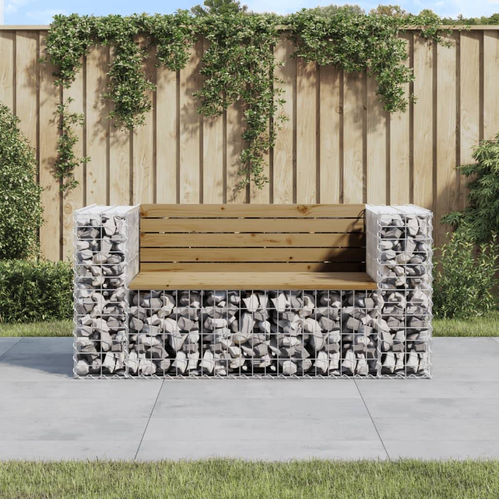 Maison Chic - Banc de jardin - Banc d'extérieur - Banquette design gabion 143x71x65,5cm bois de pin imprégné - Image 2