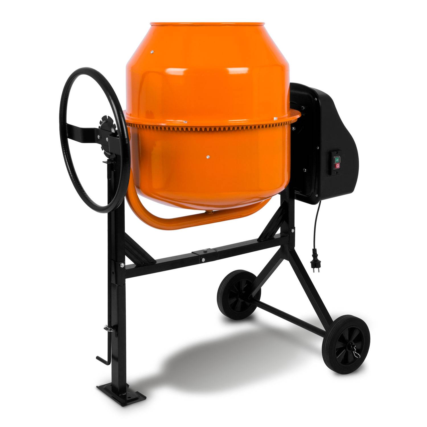 EBERTH - EBERTH 140L Bétonnière Électrique , 550W, Portable, Châssis, Tambour et Couronne Dentée en Acier, Volant Verrouillable