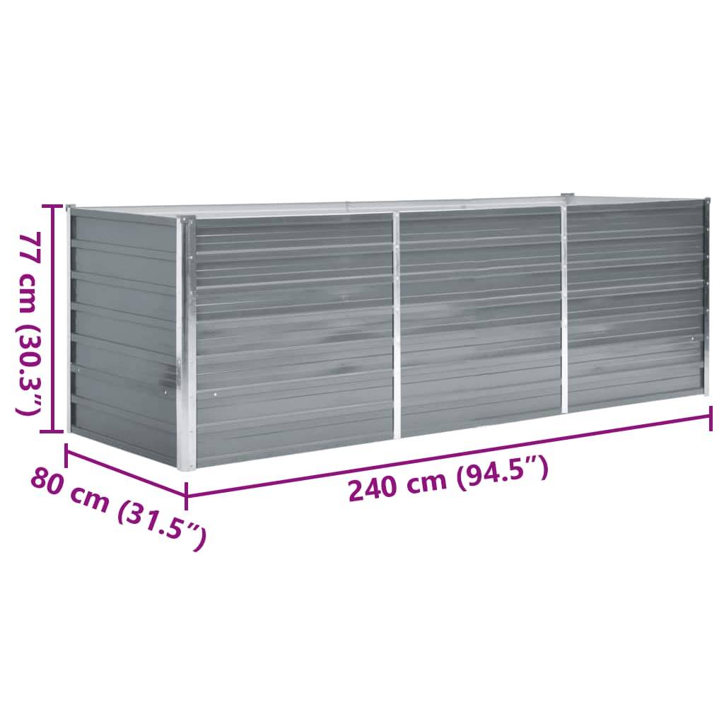 ComfortXL - Carré potager surélevé Acier galvanisé jardin terrasse Gris 240x80x77cm – ComfortXL Outdoor Living - Image 7