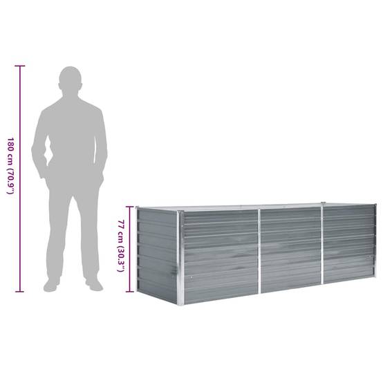 ComfortXL - Carré potager surélevé Acier galvanisé jardin terrasse Gris 240x80x77cm – ComfortXL Outdoor Living - Image 8