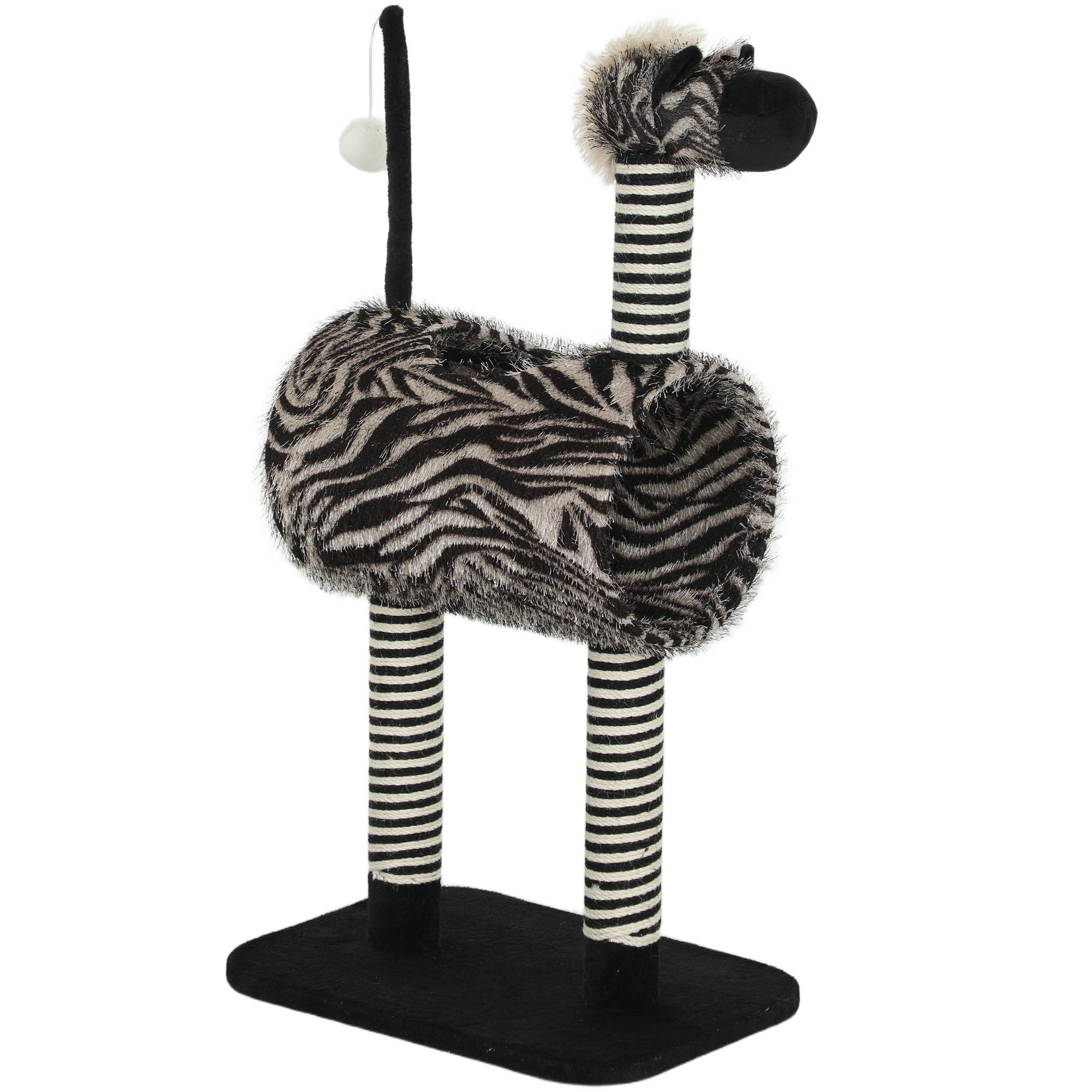 Arbre à Chat Design Zèbre Tunnel Griffoir Jute Jeu Repos 93cm Noir Blanc - ComfortXL Pet Living - Image 2