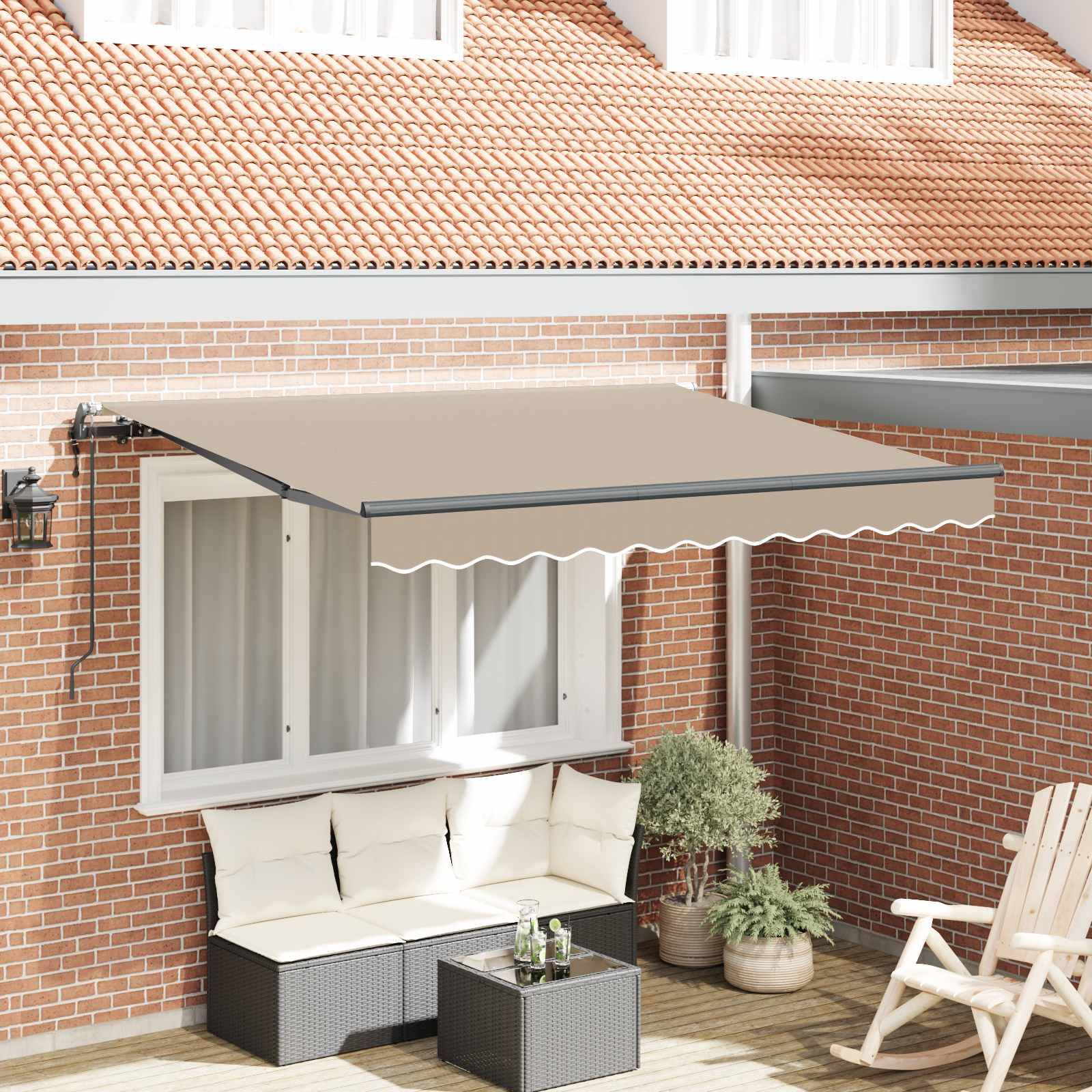 PANGIVO - Store rétractable beige tissu 350 x 200 x 165 cm - PANGIVO - Image 1