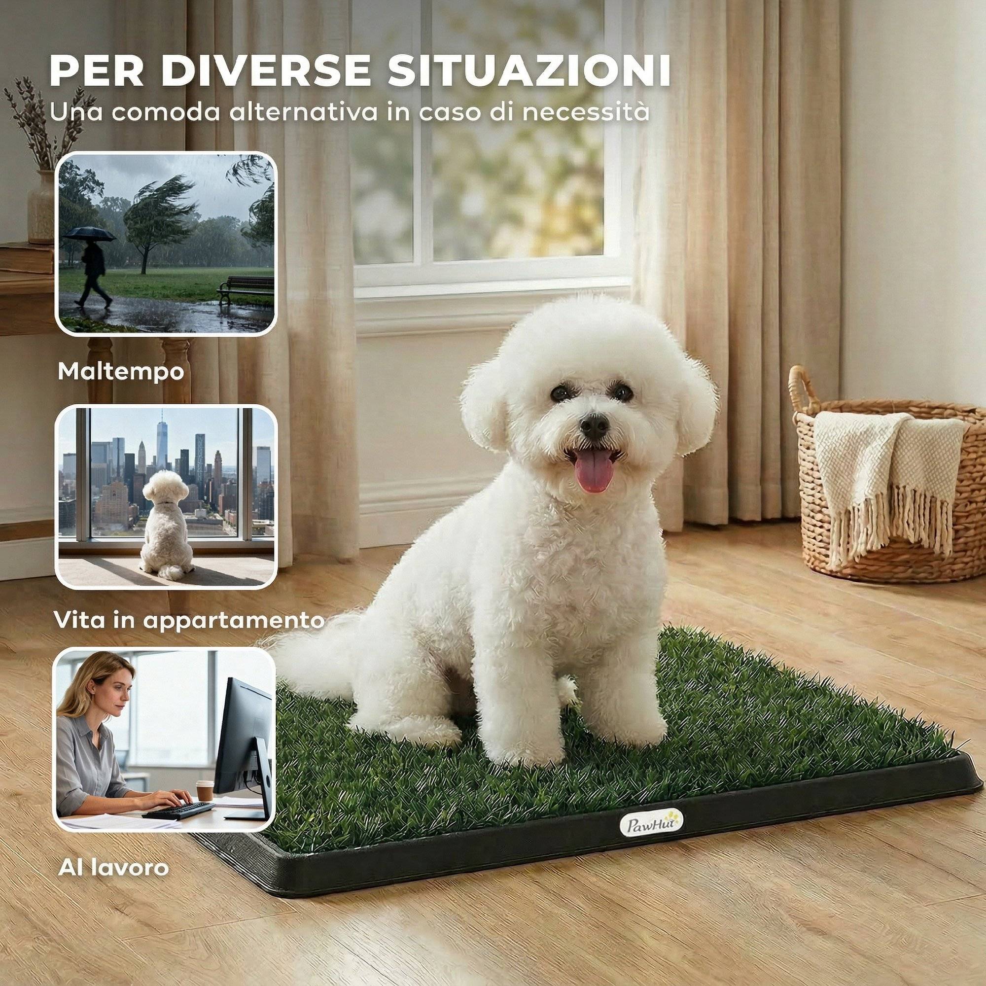 ComfortXL - Toilette pour chien en PP et PE 63 x 50,5 cm bac noir pour maison et balcon avec gazon synthétique drainant - Image 8