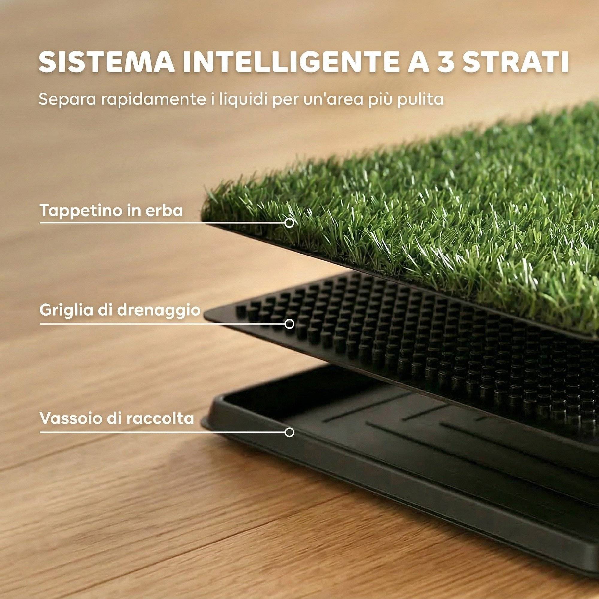 ComfortXL - Toilette pour chien en PP et PE 63 x 50,5 cm bac noir pour maison et balcon avec gazon synthétique drainant - Image 5