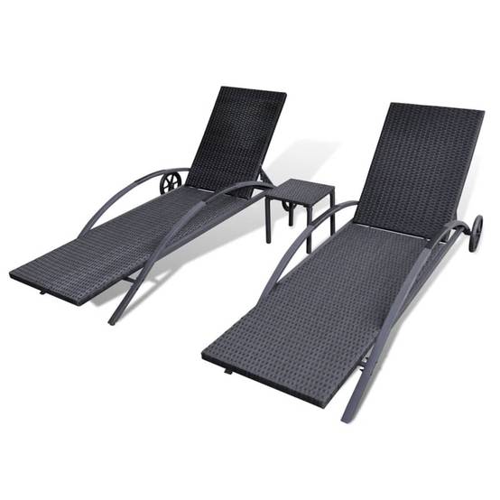 Lot 2 Lits de Soleil Rotin Table Carrée Noir – ComfortXL Outdoor Living - Image 5