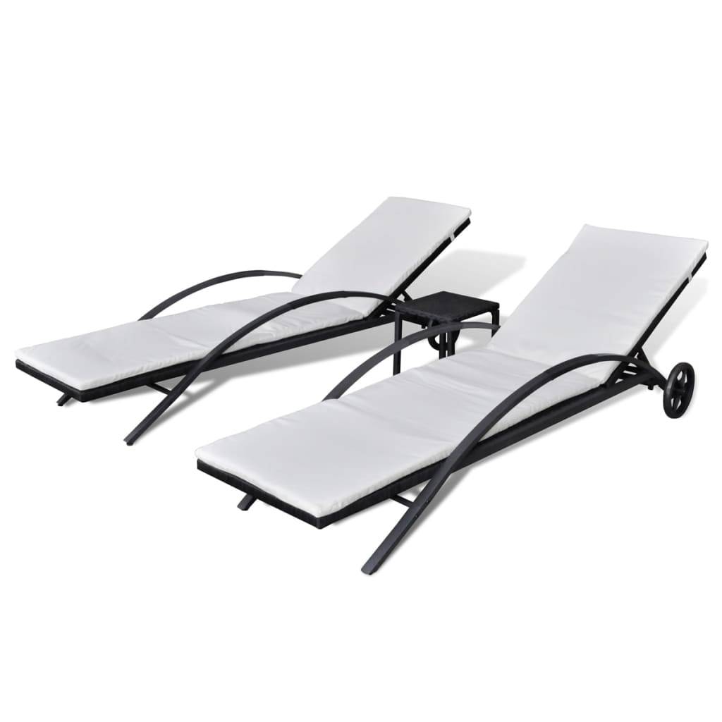 Lot 2 Lits de Soleil Rotin Table Carrée Noir – ComfortXL Outdoor Living - Image 2