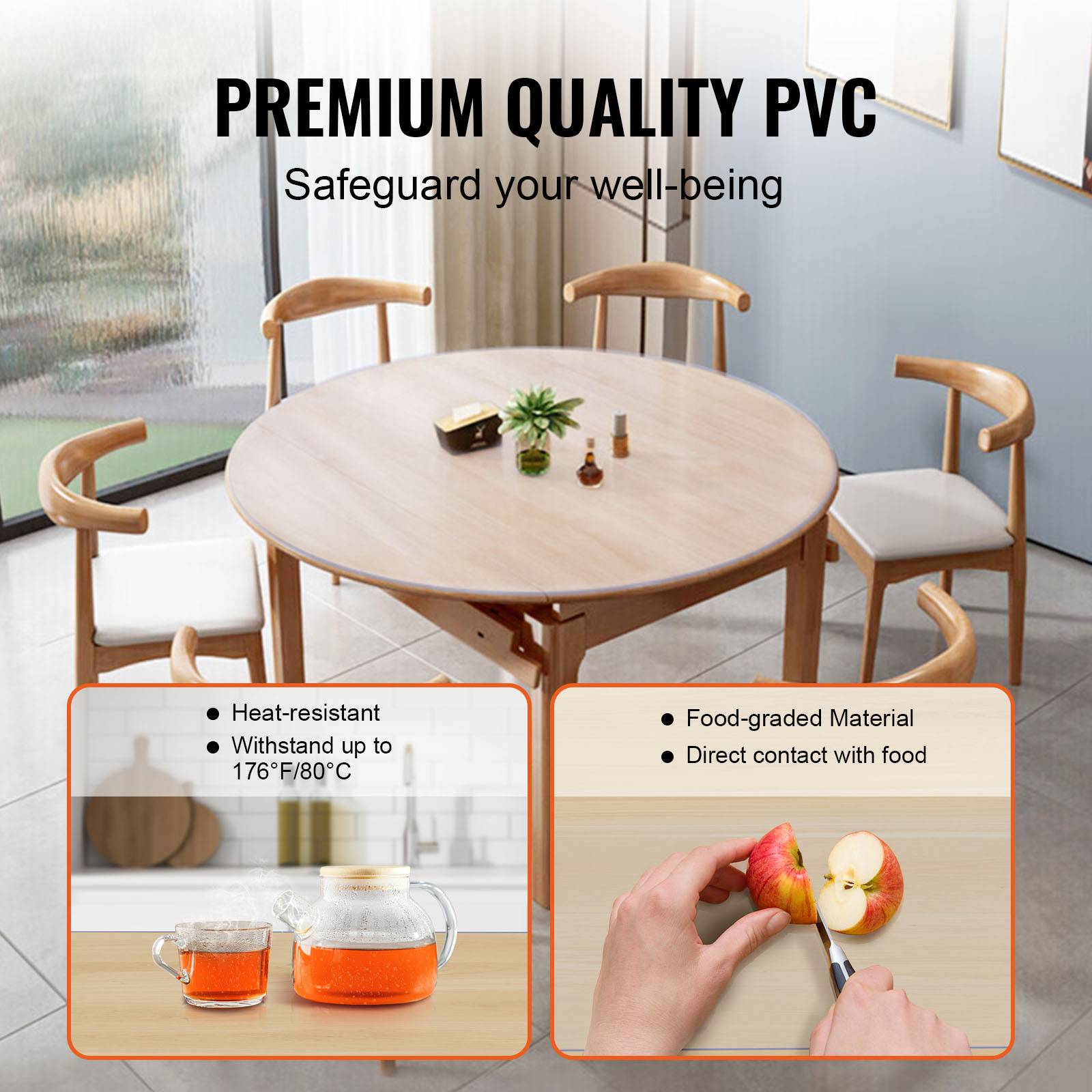 Vevor - VEVOR Nappe Ronde Transparente Film de Table en PVC 123 cm Protection de Table - Image 3