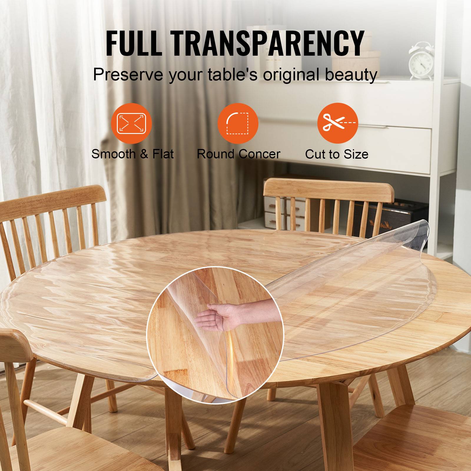 Vevor - VEVOR Nappe Ronde Transparente Film de Table en PVC 123 cm Protection de Table - Image 5