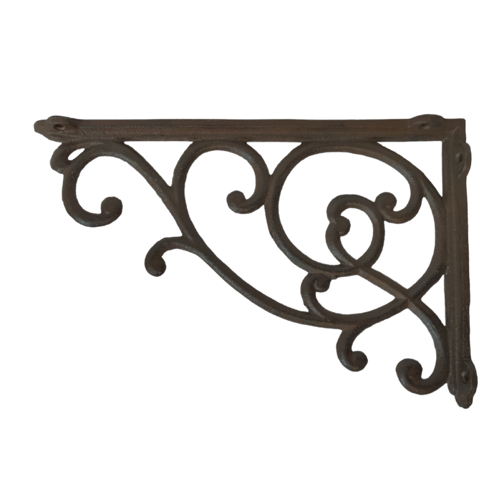 Équerre fixation étagère vintage ancienne fonte marron 31 x 20.5 cm Chemin de campagne - Image 1