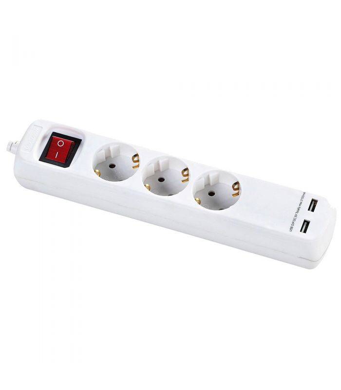 Multiprise avec interrupteur 5 fiches et 2 ports usb, câble 3x1,5 1,4 mètre alyco ALYCO 199435 - Image 1