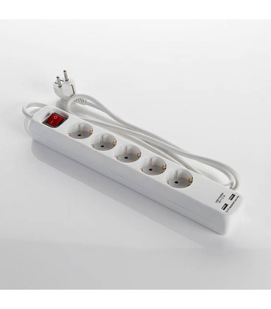 Multiprise avec interrupteur 5 fiches et 2 ports usb, câble 3x1,5 1,4 mètre alyco ALYCO 199435 - Image 3