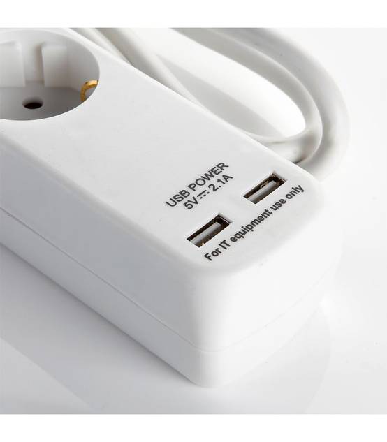 Multiprise avec interrupteur 5 fiches et 2 ports usb, câble 3x1,5 1,4 mètre alyco ALYCO 199435 - Image 4