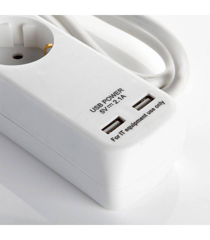 Multiprise avec interrupteur 5 fiches et 2 ports usb, câble 3x1,5 1,4 mètre alyco ALYCO 199435 - Image 4