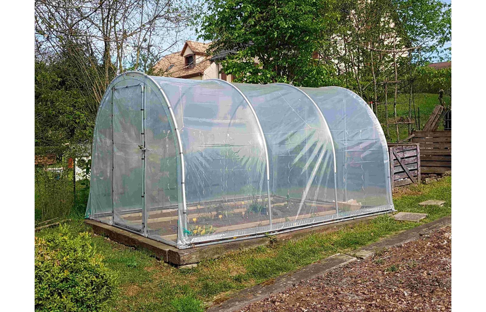 Serre tunnel de jardin - 24m² - 3 x 8 m - pieds arrondis - polyéthylène haute densité - 2 portes pivotantes - LES SERRES TONNEAU - Image 3