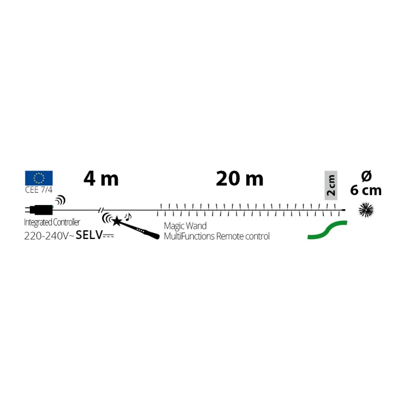 Lotti - Guirlande BOA MiniCluster Magic Wand 1000 LED 20m Blanc Chaud Télécommande Étoile IP44 Lotti - Image 2