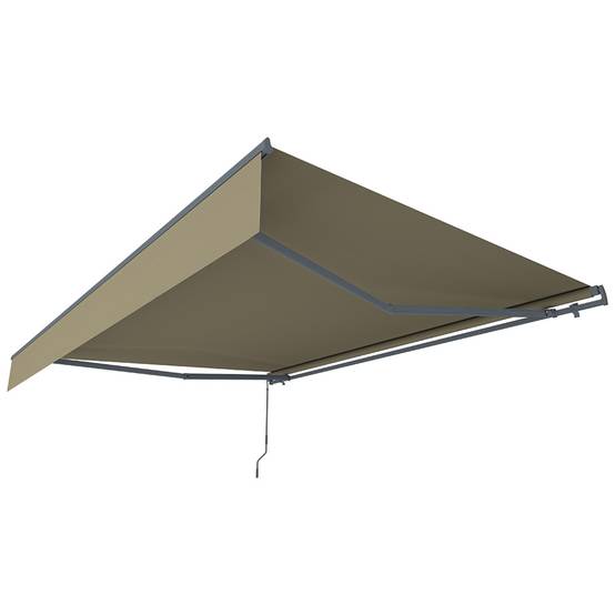 Store banne manuel 3,95 x 3 m en aluminium avec toile taupe ADRO - Image 1