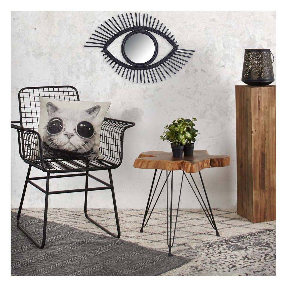 Aubry Gaspard - Miroir Œil en rotin teinté noir - Image 2