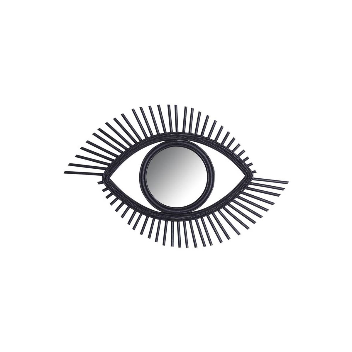 Aubry Gaspard - Miroir Œil en rotin teinté noir - Image 1