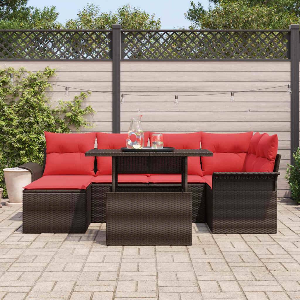 Vidaxl - Ensemble de canapé de jardin 7 pcs Marron polyrotin vidaXL 3348320 - Image 4