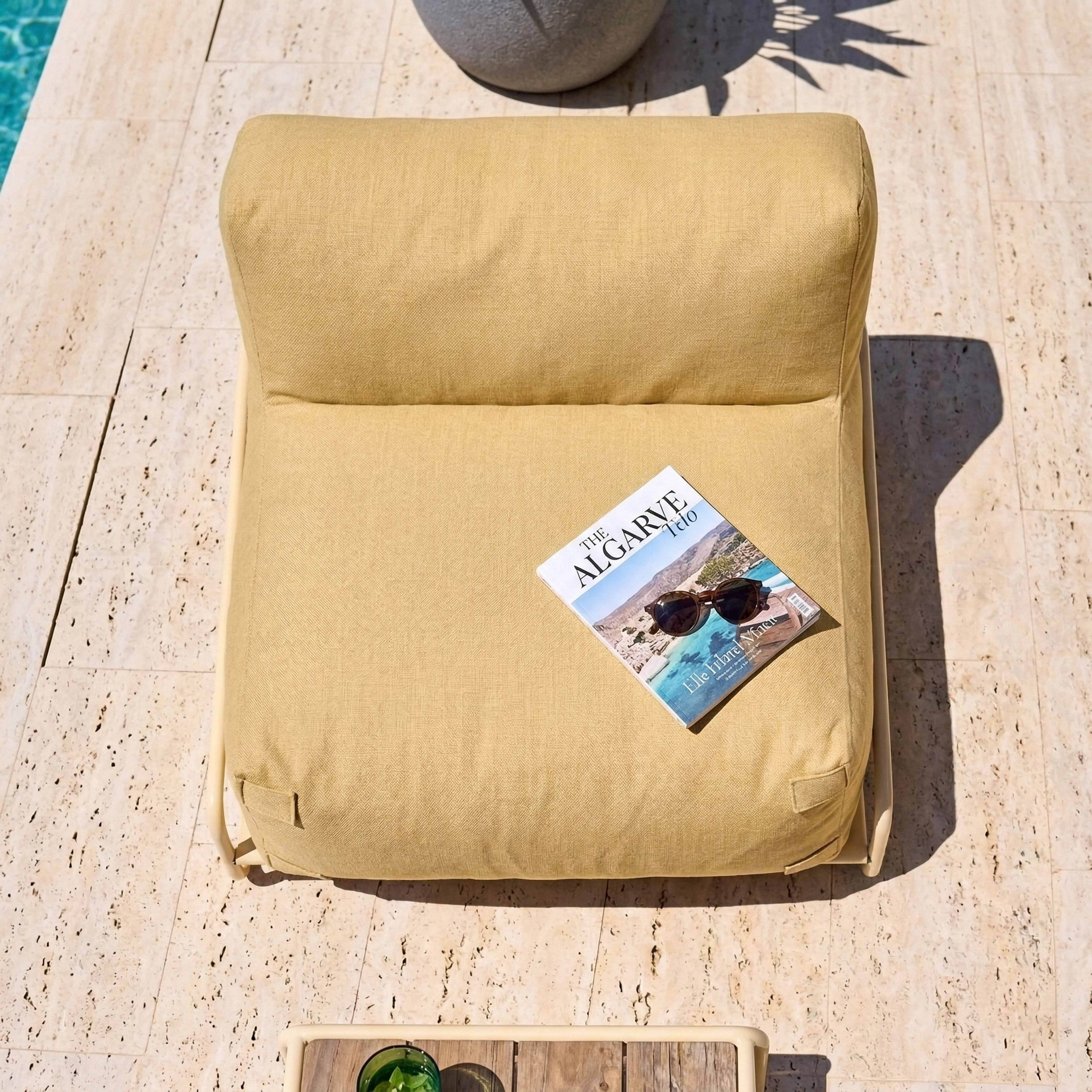 Oviala - Chauffeuse pour salon de jardin modulable avec structure jaune clair Mixi - Oviala - Image 4