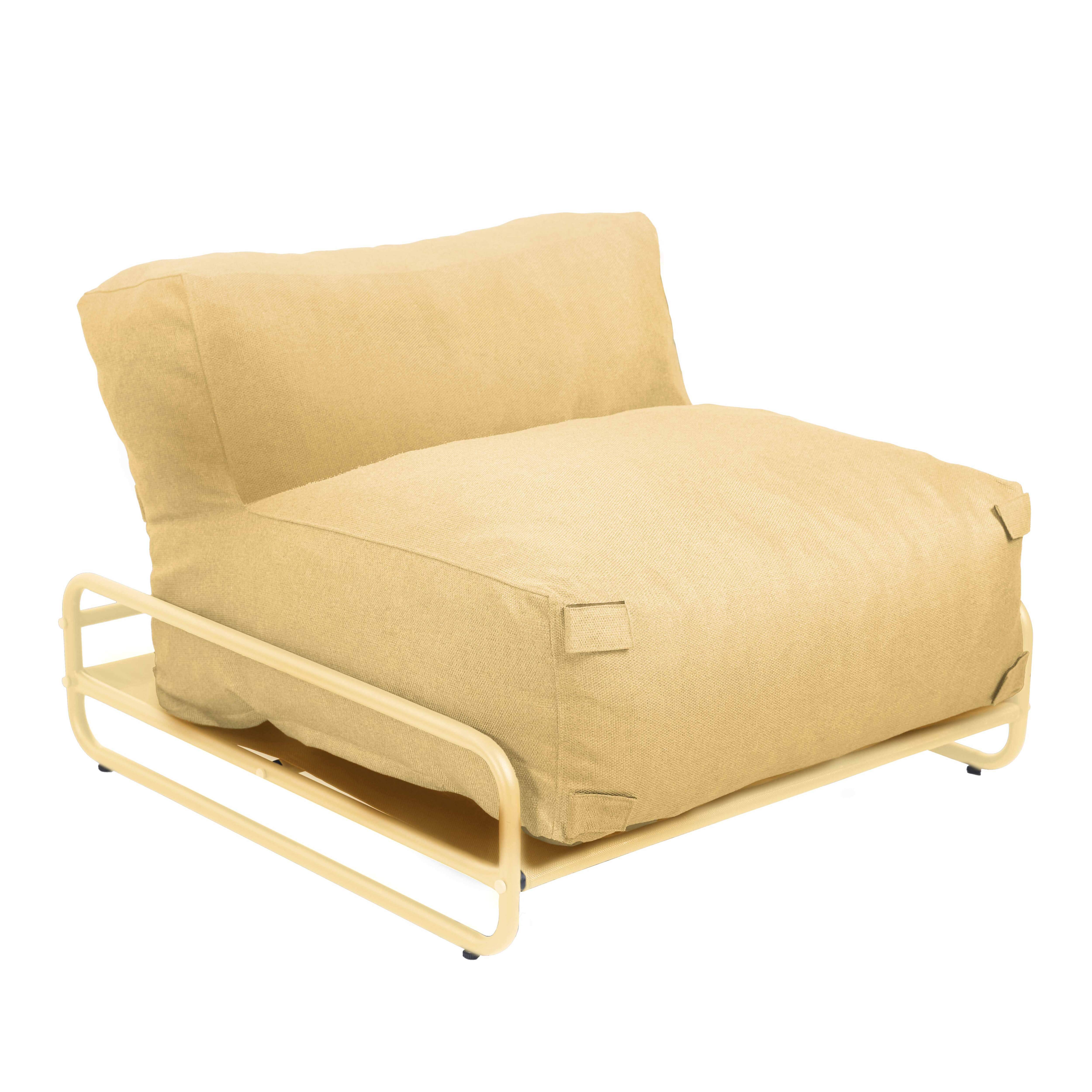 Oviala - Chauffeuse pour salon de jardin modulable avec structure jaune clair Mixi - Oviala - Image 2