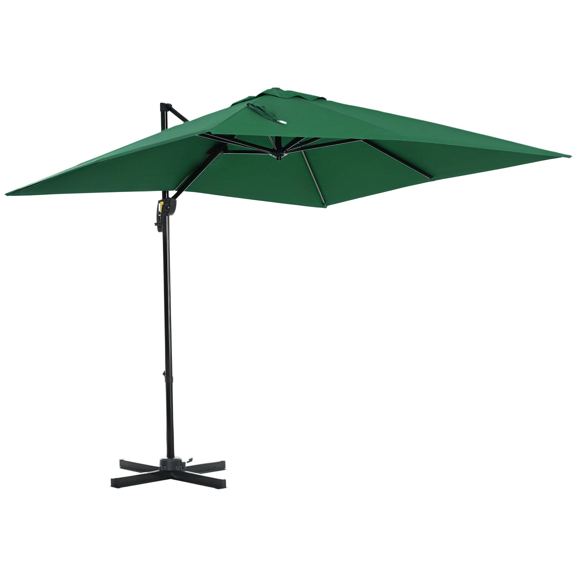Parasol de jardin à manivelle 2,5 x 2,5 m avec rotation à 360° et abat-jour réglable, vert