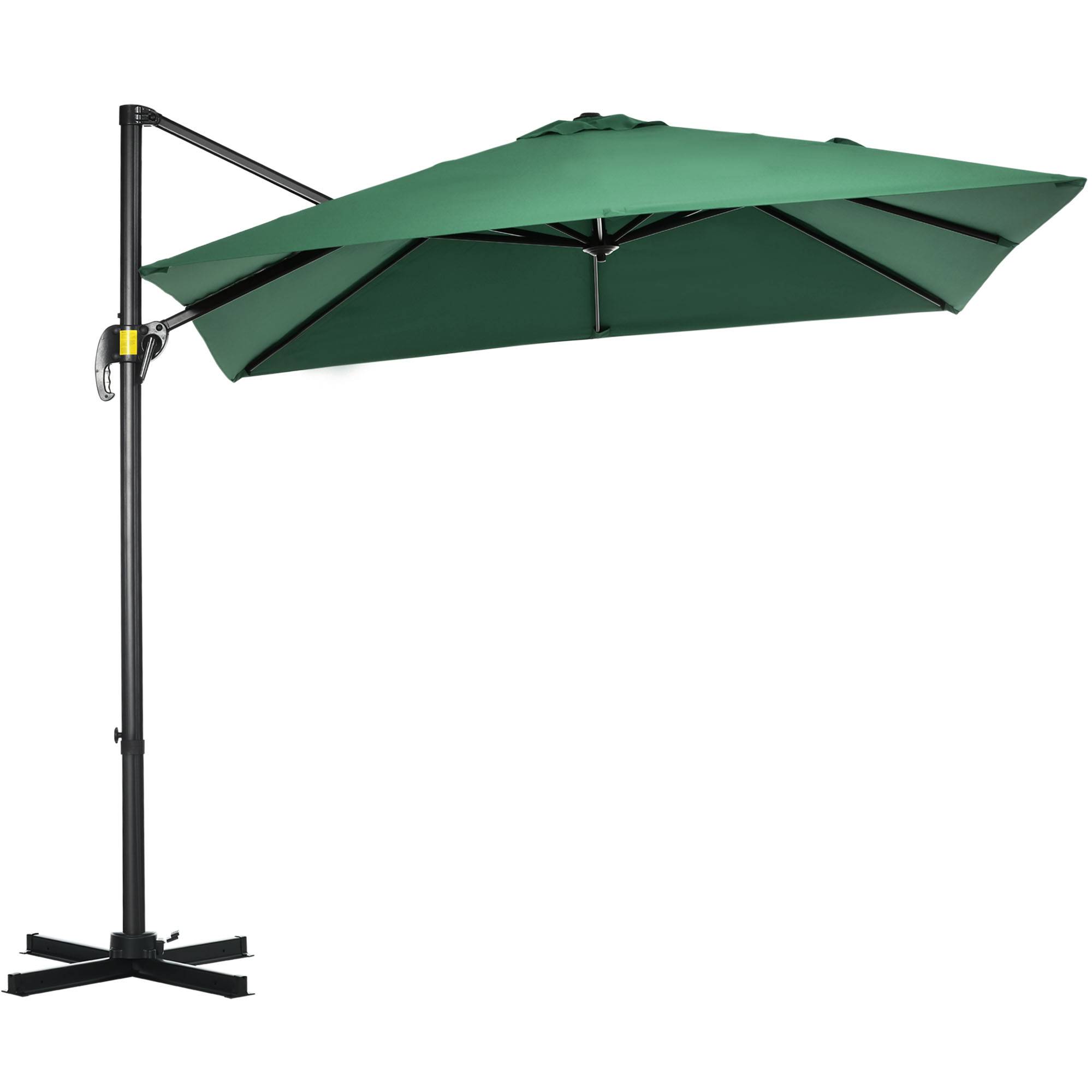 Parasol de jardin à manivelle 2,5 x 2,5 m avec rotation à 360° et abat-jour réglable, vert - Image 2