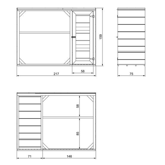 Timbela - Abri à bûches extérieur - 1,09+0,53 m² / 75x217xH159 cm - Abri à bûches moderne avec rangement latéral pour les outils - Timbela M981-CAVERN STEEL - Image 5