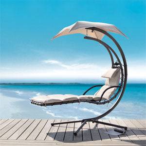 Fauteuil Suspendu Balançoire Suspendue Beige L.210 x l.70 x H.49 cm  SoBuy - Image 2