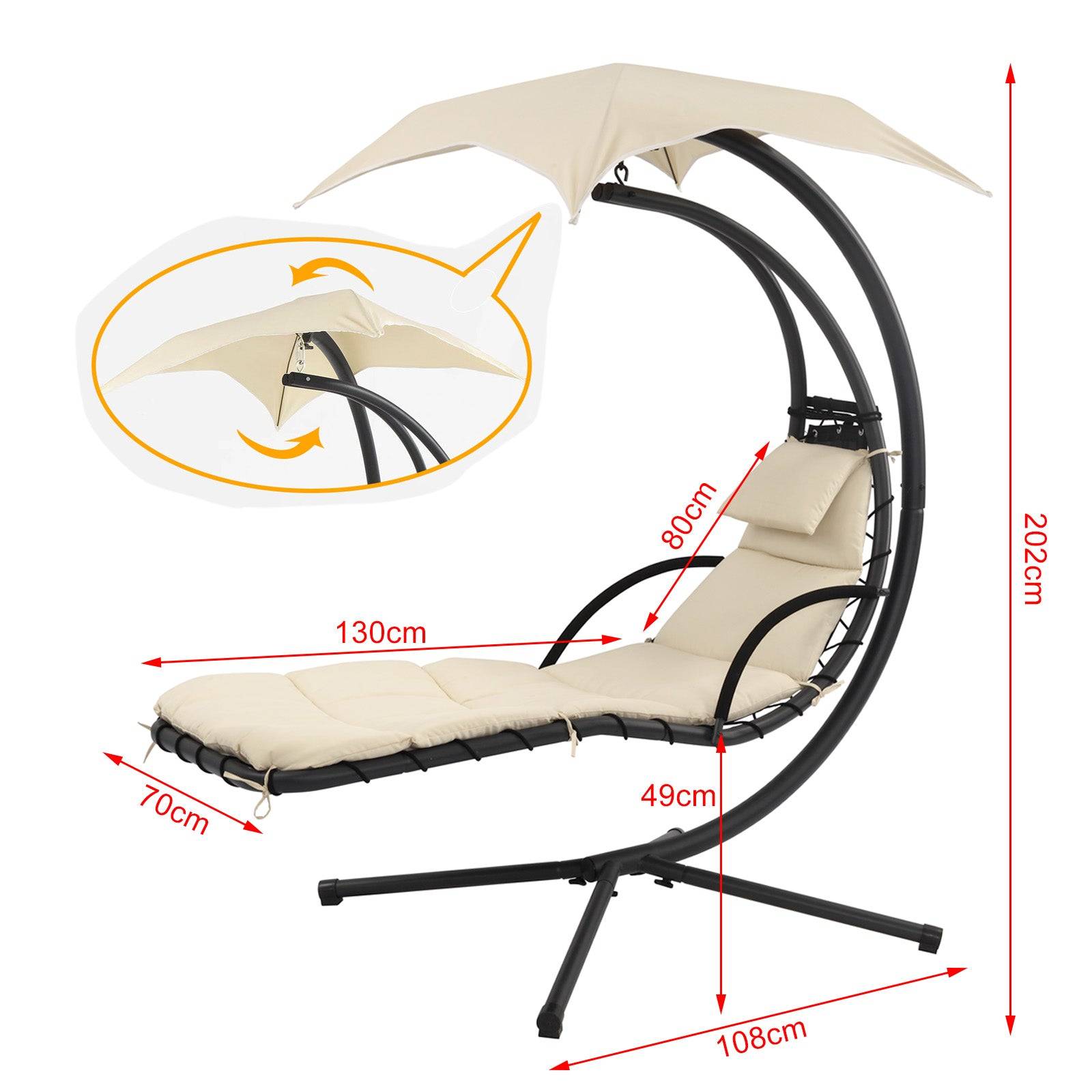Fauteuil Suspendu Balançoire Suspendue Beige L.210 x l.70 x H.49 cm  SoBuy - Image 3