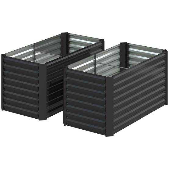 Bac surélevé set 2, jardinière extra profonde, métal, 120x60x60 cm, gris foncé - Image 2