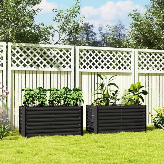 Bac surélevé set 2, jardinière extra profonde, métal, 120x60x60 cm, gris foncé - Image 3