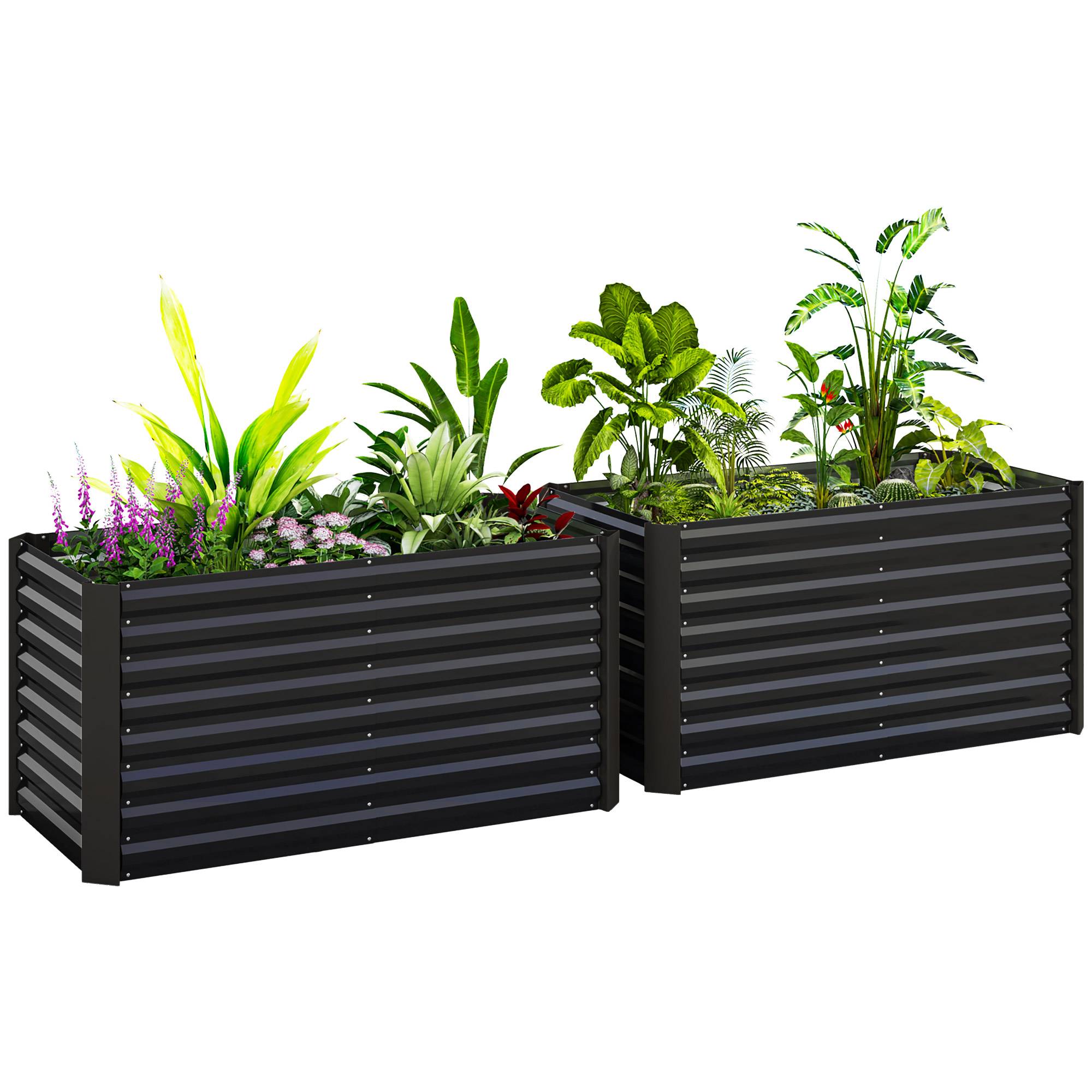 Bac surélevé set 2, jardinière extra profonde, métal, 120x60x60 cm, gris foncé - Image 1