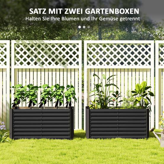 Bac surélevé set 2, jardinière extra profonde, métal, 120x60x60 cm, gris foncé - Image 6