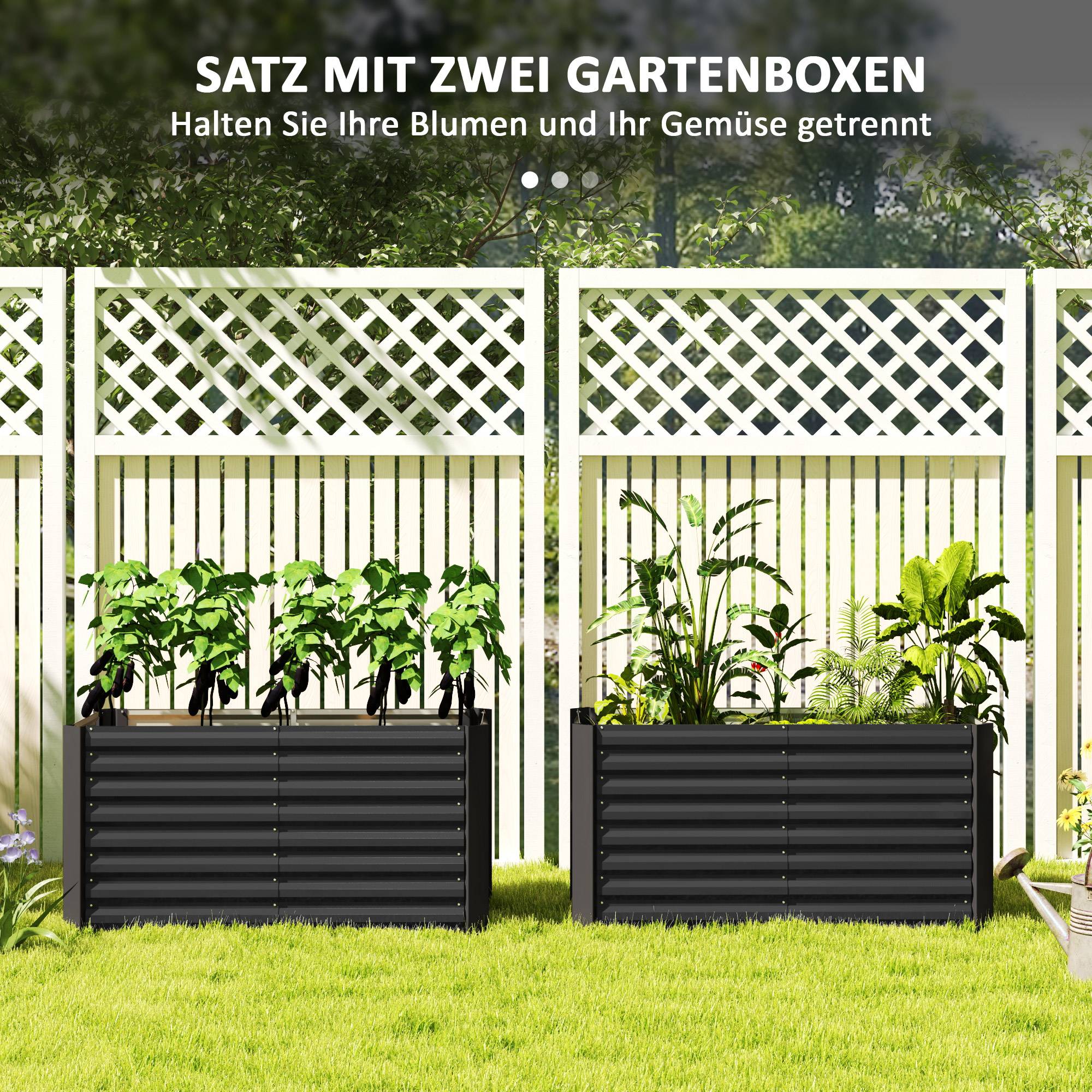 Bac surélevé set 2, jardinière extra profonde, métal, 120x60x60 cm, gris foncé - Image 6