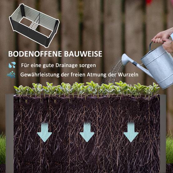 Bac surélevé set 2, jardinière extra profonde, métal, 120x60x60 cm, gris foncé - Image 7