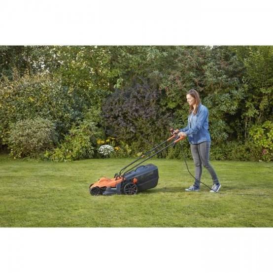 Tondeuse a Gazon BLACK+DECKER Filaire 1400W Poignée BIKE BEMW461BH-QS 34 cm - 6 Hauteurs Réglables - Idéale pour 300 a 400m² - Image 3