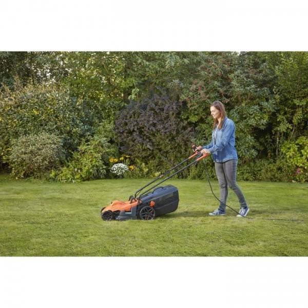 Tondeuse a Gazon BLACK+DECKER   Filaire 1400W Poignée BIKE BEMW461BH-QS 34 cm - 6 Hauteurs Réglables - Idéale pour 300 a 400m² - Image 3